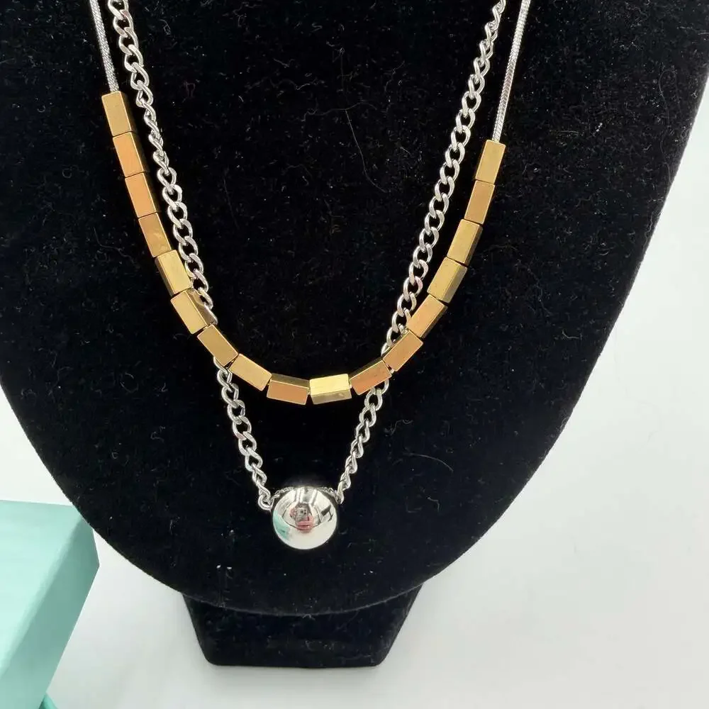 Park Lane Mixed Metal Layered Necklace Set Gold Silver Tone Geometric Beads Ball